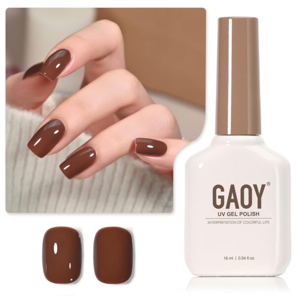 GAOY Brown Gel Nail Polish, 16ml Soak Off Gel Polish, UV Light Cure for Nail Art DIY Manicure at Home - Image 6