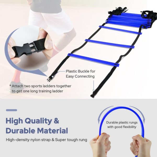 GHB Pro Agility Ladder Agility Training Ladder Speed 12 Rung 20ft with Carrying Bag - Image 2