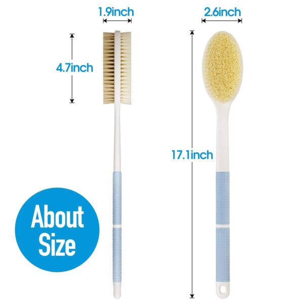 Back Scrubber Anti Slip for Shower,Shower Brush Long Handle with Stiff and Soft Bristles - Image 2