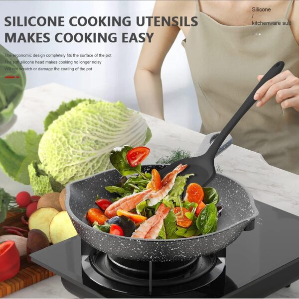 Silicone Cooking Utensils Set - 446°F Heat Resistant Kitchen Utensils,Turner Tongs,Spatula,Spoon,Brush - Image 3