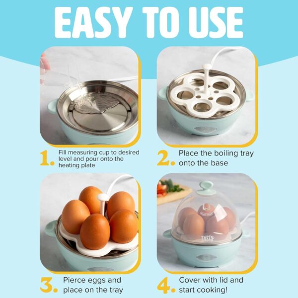 Tasty Mini Rapid Egg Cooker, 5-Egg Capacity for Perfect Hard Boiled Eggs or Omelets - Image 3