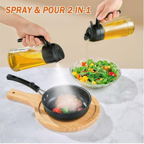 With Stickers 16oz Olive Oil Sprayer for Cooking - 2 in 1 Spray & Pour Olive Oil Dispenser - Image 2