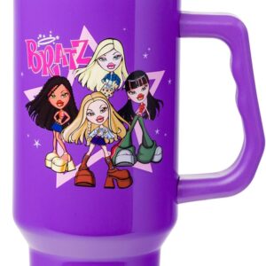 Silver Buffalo Bratz Featuring Cloe, Yasmin, Jade, and Sasha Stainless Steel Tumbler with Handle and Straw