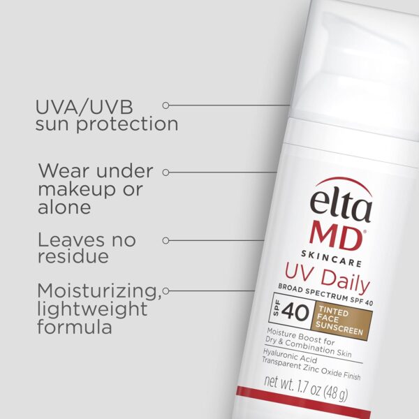 EltaMD UV Daily SPF 40 Tinted Face Sunscreen Moisturizer, Tinted Moisturizer for Face with SPF, Great for Dry - Image 2