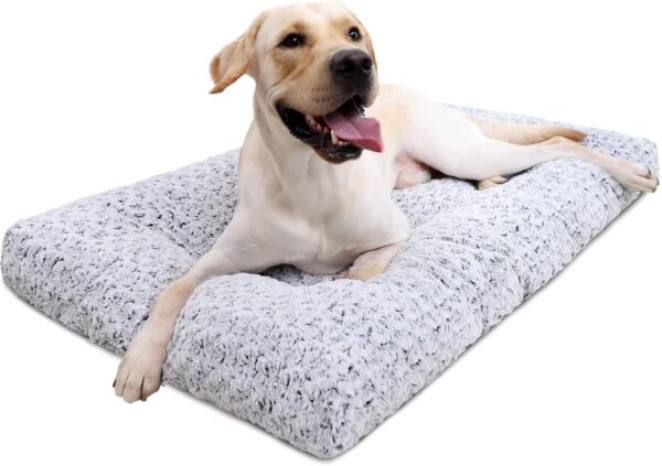 KSIIA Washable Dog Bed Deluxe Plush Dog Crate Beds Comfy Kennel Pad Anti-Slip Pet Sleeping