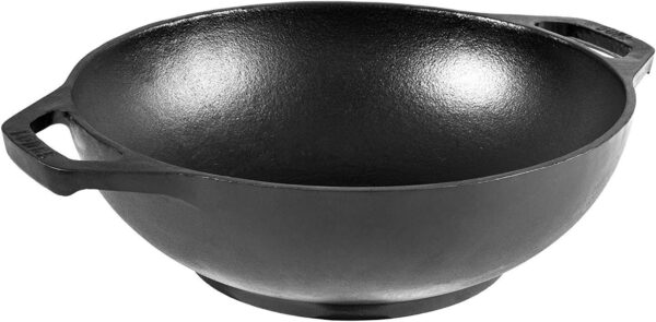 Lodge Pre-Seasoned Cast Iron Mini WOK - Dual Assist Handle - Use in the Oven, on the Stove, or on the Grill