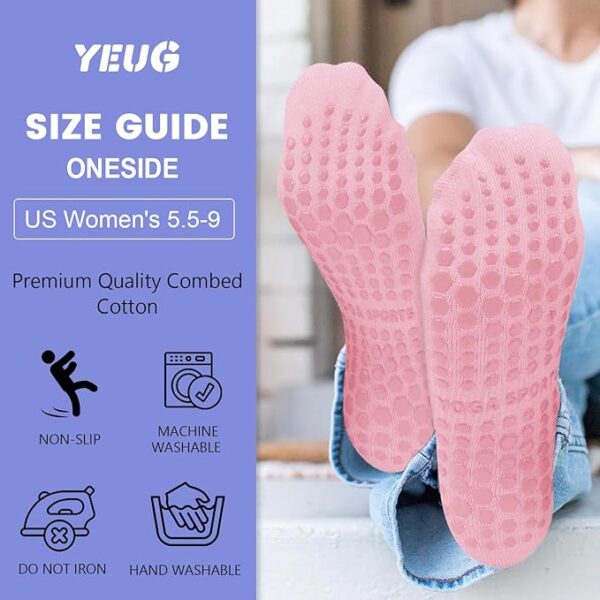 yeuG 4/6 Pairs Pilates Socks for Women Non Slip Grip Socks Yoga Socks - Image 2