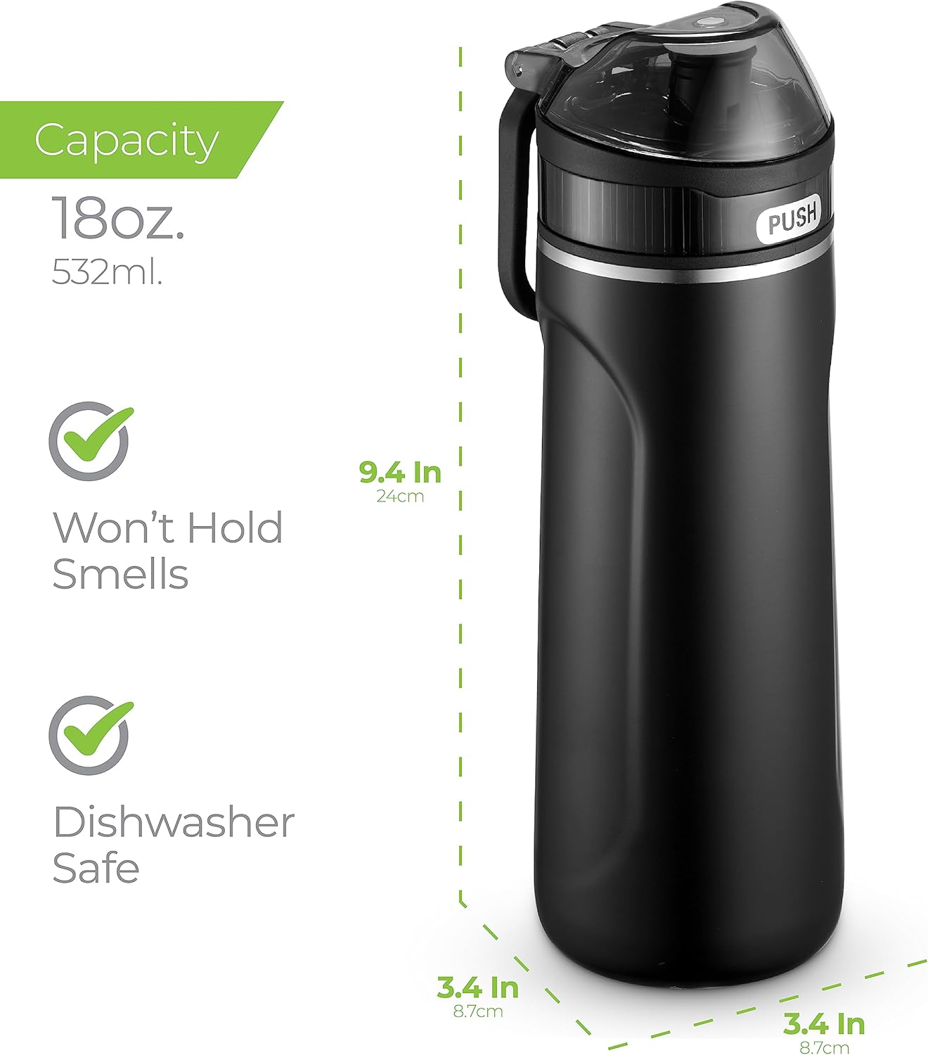 SipX™ Triple-Insulated Stainless Steel Water Bottle - 18oz. With Straw Lid, BPA-Free Reusable Insulated Water Bottle - Image 3