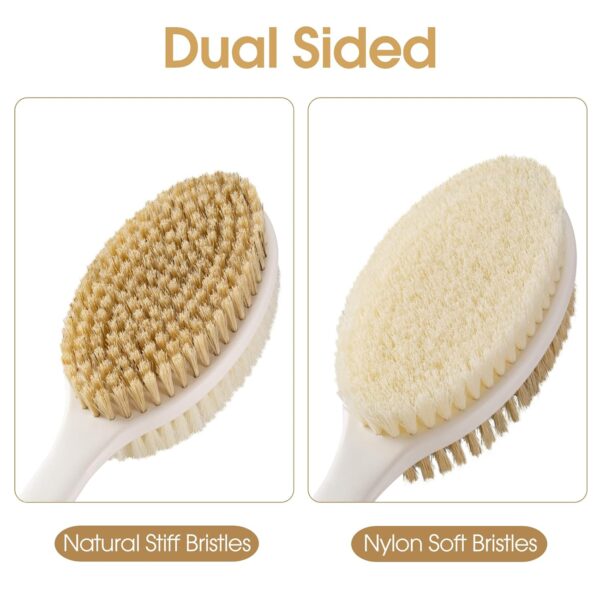 Back Scrubber Anti Slip for Shower,Shower Brush Long Handle with Stiff and Soft Bristles - Image 4