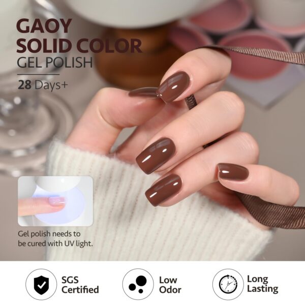 GAOY Brown Gel Nail Polish, 16ml Soak Off Gel Polish, UV Light Cure for Nail Art DIY Manicure at Home - Image 5