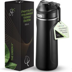 SipX™ Triple-Insulated Stainless Steel Water Bottle - 18oz. With Straw Lid, BPA-Free Reusable Insulated Water Bottle