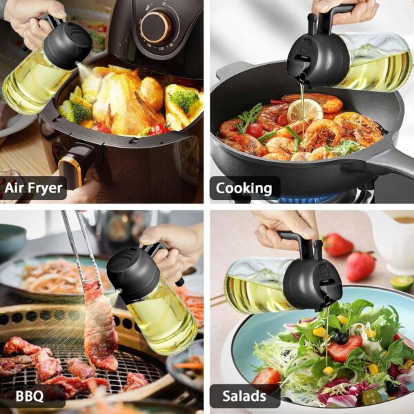 With Stickers 16oz Olive Oil Sprayer for Cooking - 2 in 1 Spray & Pour Olive Oil Dispenser - Image 4