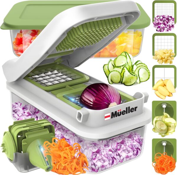 Mueller Pro-Series V Blade Veggie Chopper, Egg Slicer, Spiralizer, Dicer, Cutter, Food Chopper, Gifts for Mom