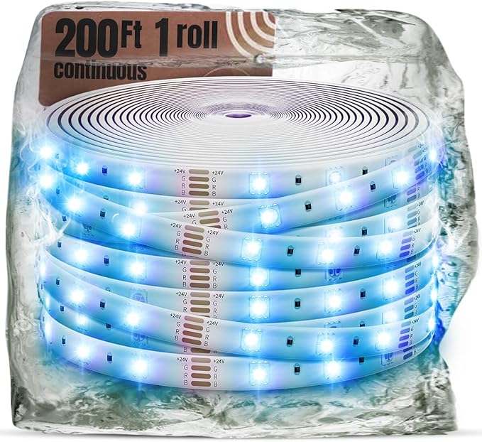 200ft Outdoor Led Strip Lights Waterproof IP68-1 Roll Continuous Heavy Duty RGB Rope Lights