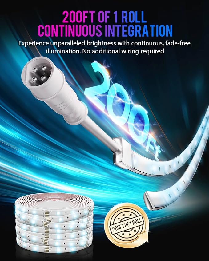 200ft Outdoor Led Strip Lights Waterproof IP68-1 Roll Continuous Heavy Duty RGB Rope Lights - Image 4
