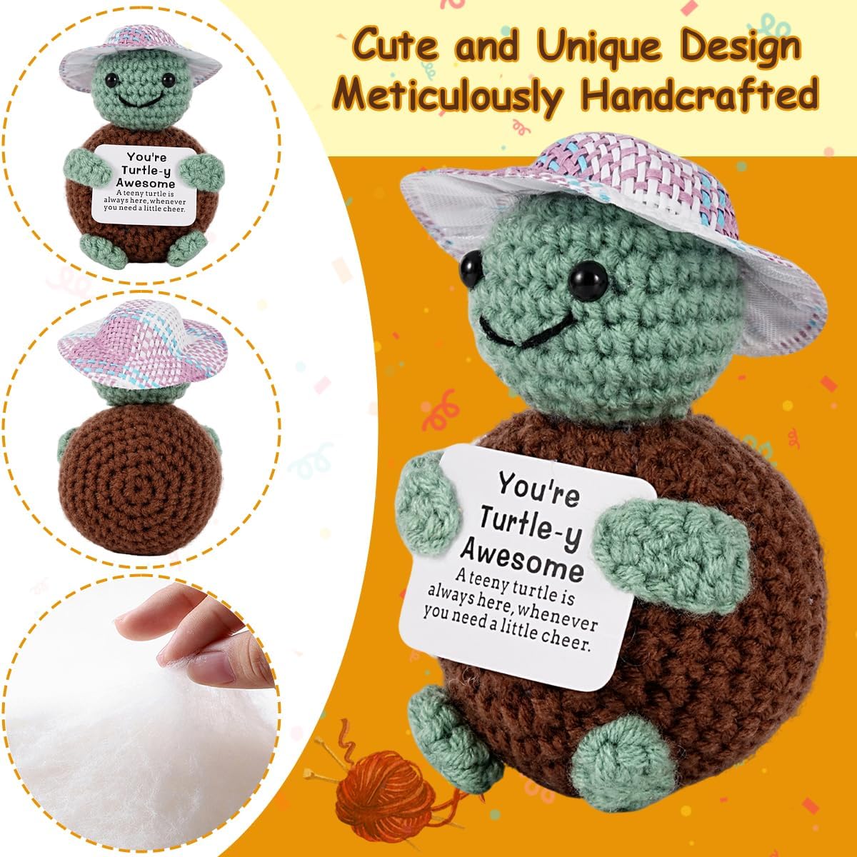 2 Pack Positive Crochet Animals, Emotional Support Decor with Inspirational Card Base - Image 4