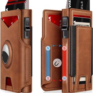 Airtag Wallet for Men, Minimalist Slim Mens Wallet Smart Pop Up Credit Card Holder for 9-13 Cards